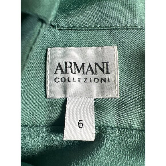 NWT Armani Collezioni Size 6 Mint Silk Shoulder Cocktail Midi Dress Authentic - Picture 3 of 16